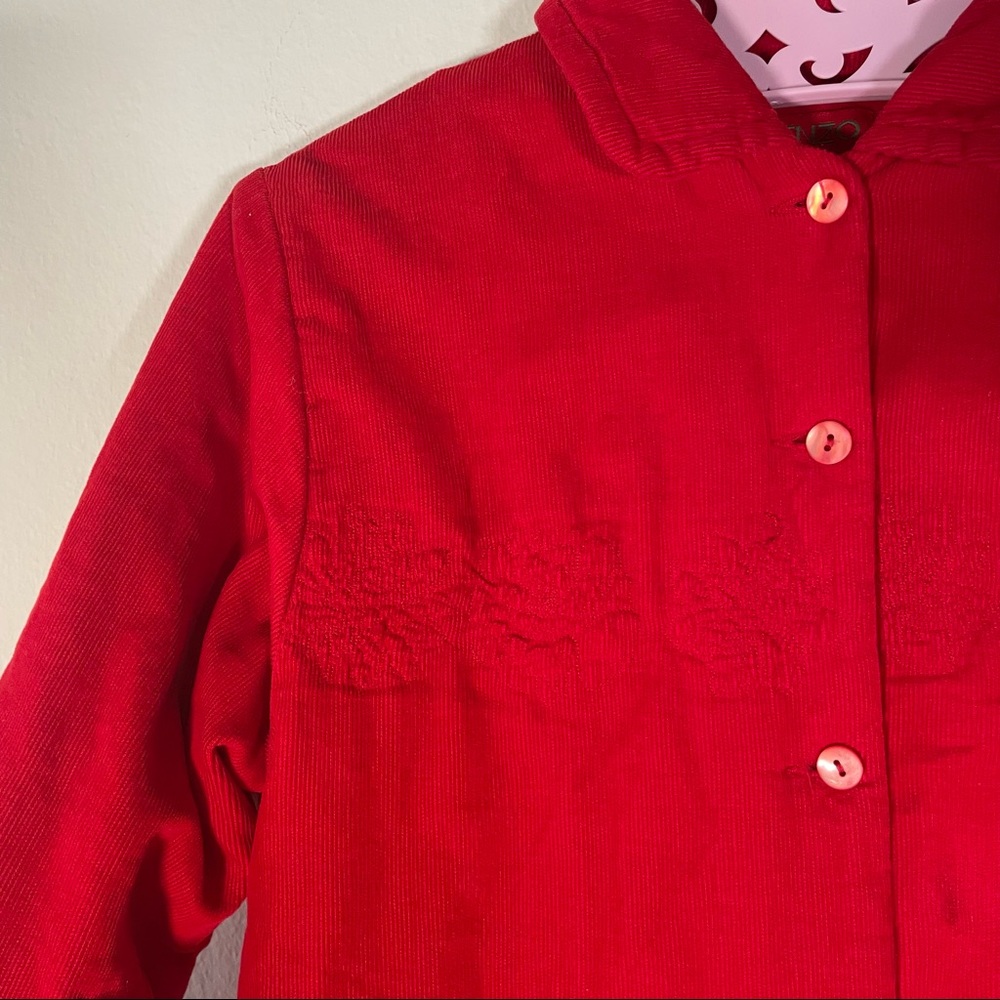Kenzo Jungle Red Chord Jacket Peter Pan Collar - Picture 14 of 16